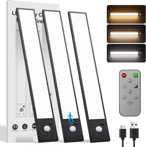 8inch Rechargeable under cabinet lighting ,56 LED -3 Color& 7 Levels Motion
