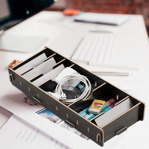 Jadpes Wooden Business Card Case, Innovative Storage Box Holder Pocket for Office Desk Organizer (#02)