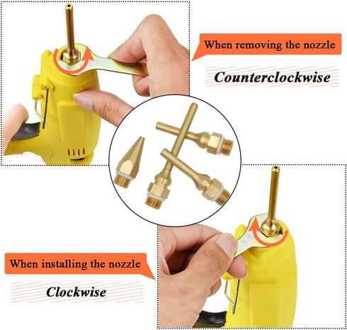 Mesee 4pcs Hot Melt Glue Gun Nozzle Set for 11mm Thread Power Tools, Long Short Small-bore Large Diameter Copper Nozzle