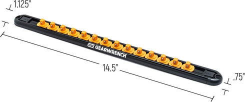 GEARWRENCH 1/4" Drive Magnetic Socket Rail, Includes 14 Clips - 83126