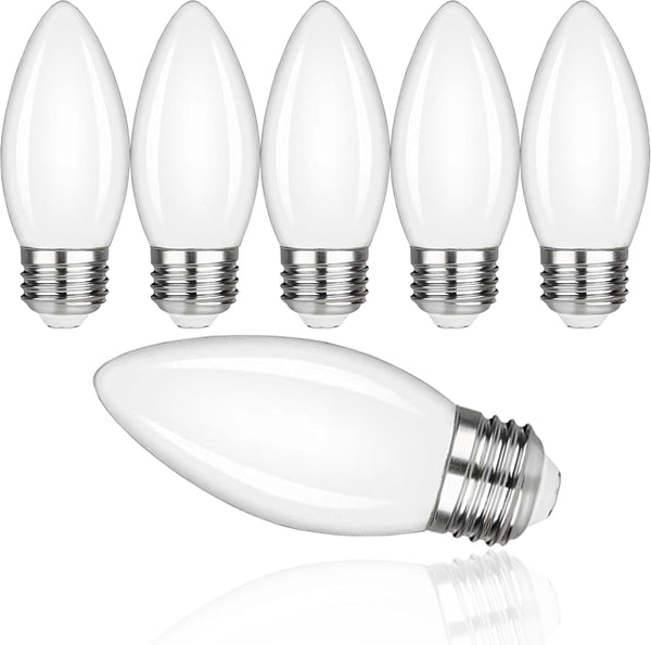 FUTIME 6Pack B11 E26 LED Candelabra Bulbs, 5W Equal 40 watt Edison Light