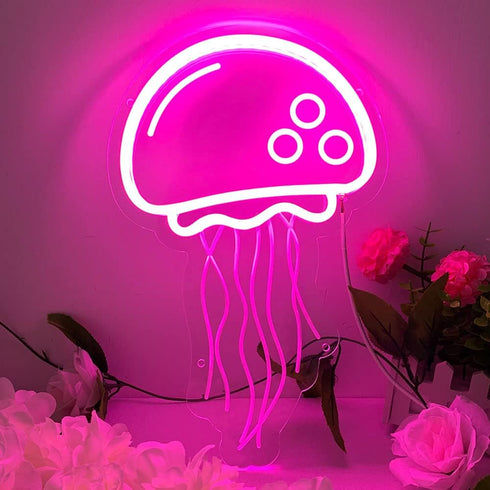 Jellyfish Neon Sign for Bedroom Decor, Handmade Jelly fish Neon Signs for