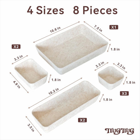 TTUGTTUG 8-Piece Set 4-Sizes, Felt Drawer Organizer in Made from Eco-Friendly Material for Vanity, Makeup, Desk