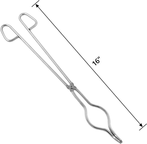 QWORK 16" Stainless Steel Crucible Tongs for Laboratory and Industry