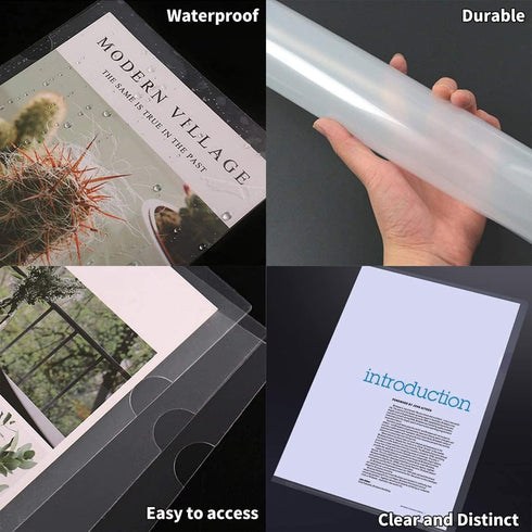 YoeeJob 15 Packs Clear Document Folders, L-Type Clear Plastic Folders for Standard 8.5"x11" and A4 Sheets