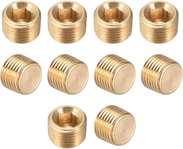 uxcell Brass Hex Socket Pipe Fitting, G1/8 Male Thread Hose Adapter Connector, for Garden Pipe Pneumatic Solenoid Valve