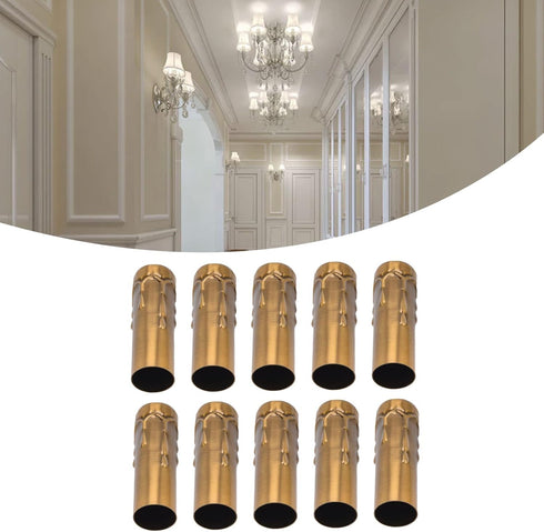 MUNEFE 10Pcs E14 Metal Candle Socket Covers, Candle Lamp Base Tube, Candle Socket Covers for Chandelier Lihtin