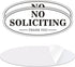 Self-adhesive No Soliciting Sign for House Door, 7" x 3" Metal Signs, Durable UV, Easy Mounting, Oval Design, 2 Pack