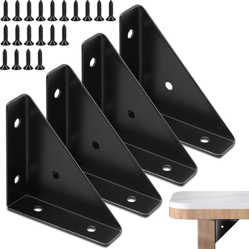 CANIPHA 4Pcs Corner Bracket Black Angle Bracket Corner Brace, Metal Corner Brackets Triangle