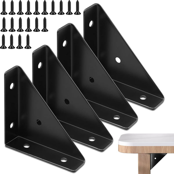 CANIPHA 4Pcs Corner Bracket Black Angle Bracket Corner Brace, Metal Corner Brackets Triangle