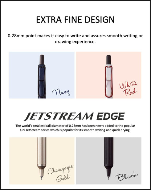 Uni Jetstream EDGE3 0.28mm Oil-based Ballpoint Pen Black Body + Black/Red/Blue Refills, Sticky Notes Value Set