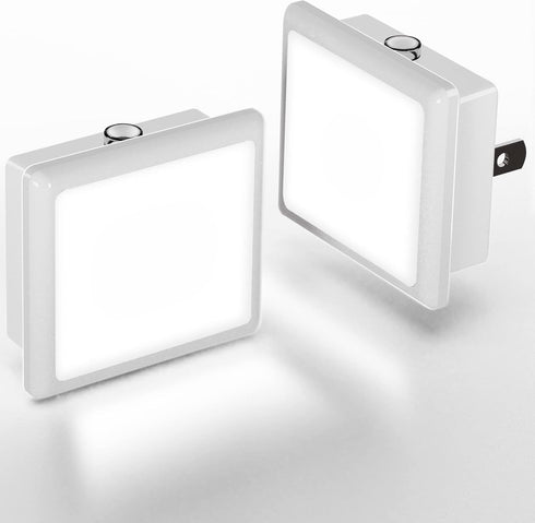 2-Pack, 0.3W 5000K L LOHAS LED Night Lights Plug into Wall Plug in Night Light, Dusk to Dawn, Daylight White Bright