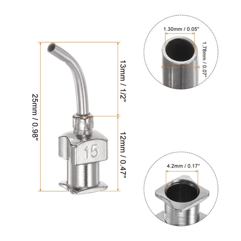 12pcs Dispensing Needles, 15 Gauge 1/2" Stainless Steel Blunt Tip 45 Degrees Bent Dispensing Needles with Luer Lock Connector for Ink Cartridges,Glue,Syringes,Woodworking