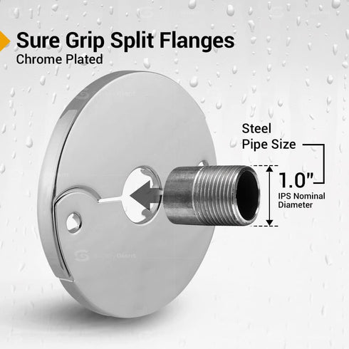 F-24333-12 1 in. IPS Floor and Ceiling Split Flange Escutcheon, Chrome Plated (Pack of 12)