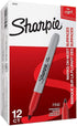 Sharpie 30002 Fine Point Permanent Marker, Red Color, Pack of 2 Boxes of 12, Marks on Paper and Plastic, Resist Fading