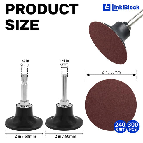 Linkiblock 300Pcs 2 inch Set 240 R-Type Quick Change Aluminum Oxide Surface Conditioning Sanding Discs Grit