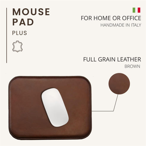 Maruse Italian Leather Mouse Pad, Handmade in Italy, Brown