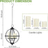 SUNNYPARK 3 12.6" Battery Operated Outdoor Candle Chandelier - Black Metal Globe Hanging Pendant Light with Flameless