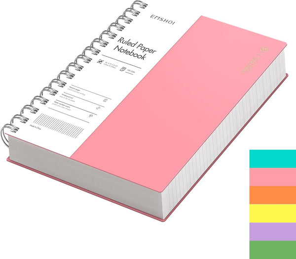 EMSHOI A5 Spiral Notebook, College Ruled, 300 Pages, 5.7" X 8.22", 100gsm Thick Paper, Waterproof Hardcover