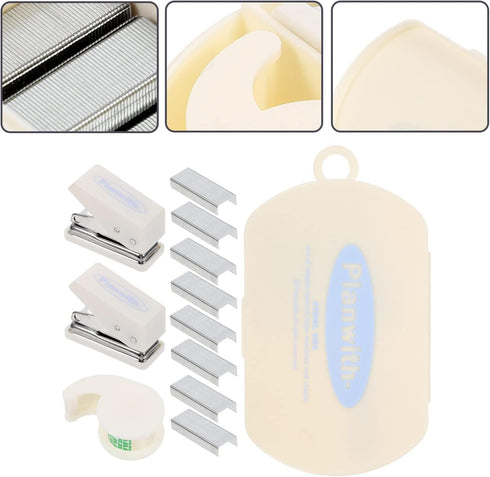 Staplers for Desk Mini Stapler Set, 3 in 1 Desktop Accessory Kits, Hole Punch, Tape Dispenser for Office Home