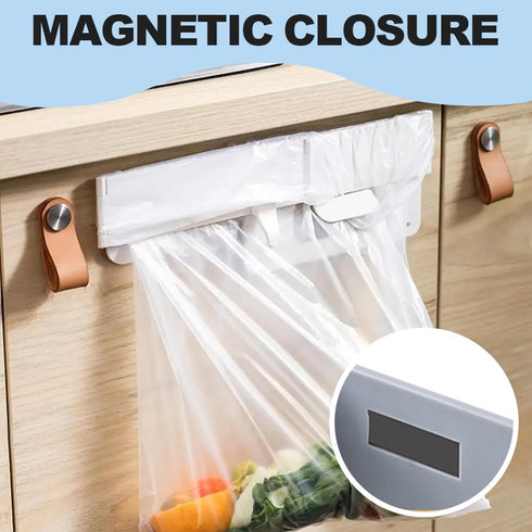 Foldable Trash Bag Holder, Magnetic Portable Trash Bag Holder Easy to Open Close, Space Saving Wall Mounted Foldable