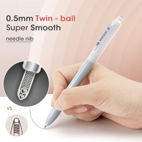 WRITECH Gel Pens Fine Point 0.5mm, Silent Retractable Extra Fine Needle Point, 8ct for Journaling, Drawing, Notetaking.