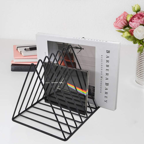 EASEPRES 9 Slot Magazine Rack | Book Record Holder | Desktop Iron Storage Rack Bookshelf | Multifunction Triangle File