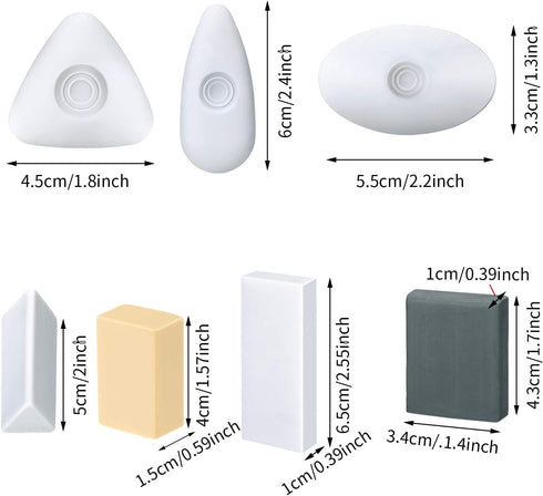 Outus 10 Pieces Drawing Art Erasers, Includes Pencil, Grey Kneaded, White Foam, Multi-Shape, Cube Eraser