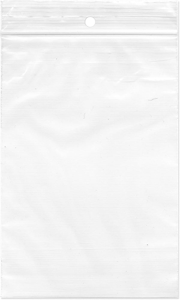 Plymor 4" x 6" Reclosable Plastic Bags (Pack of 100), 2 Mil with Hang-Hole Zipper