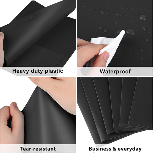 HABGP 12 Pack Black File Folders with Pockets, Letter Size Plastic 2 Pocket Folders for Documents, School Supplies
