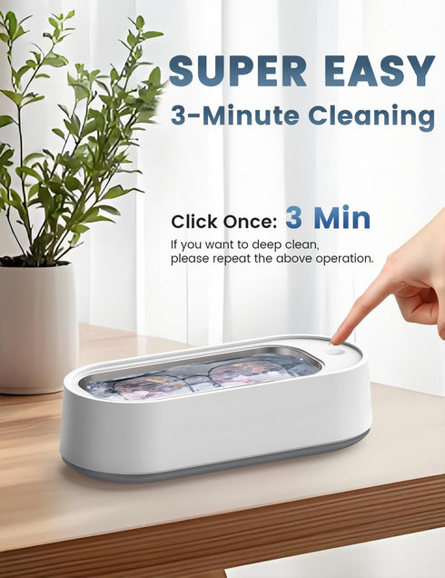 45kHz 14.88oz Ultrasonic Jewelry Cleaner, Professional Ultrasonic Eyeglass Cleaner Machine with Stainless Steel Tank