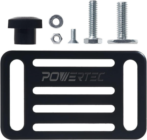 POWERTEC Toggle Clamp Mounting Plate with Hex Bolts, Adjustable Slots for T Track Clamp, Woodworking Jigs