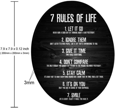 Custom 7 Rules of Life Motivational Quotes Round Mouse Pad, Inspirational Quote About Life, 7.9 x 7.9 x 0.12 Inch