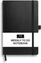 RICCO BELLO Undated Weekly Planner, To Do Notebook, Faux Leather Hardcover, 5.7 x 8.4 Inches, Black