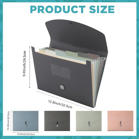 Harloon 4 Pieces Expanding File Organizer, 7 Pocket Cover Folder with Labels for Travel School