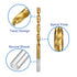 DRILLFORCE 10 PCS, 1/4" x 4" Titanium Coated Twist Drill Bits, Pack in Plastic Bag