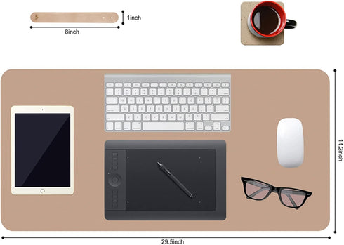 Leather Mouse Pad,Extended Desk Pad for Keyboard and Mouse Non-Slip Study Desk Writing Pad Desktop Protector for Home Office Accessories,30"x 14"(M-Champagne) by Boutilon