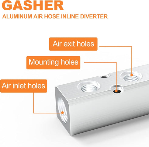 GASHER 1PCS Aluminum 7 Way 9 Port Pneumatic Manifold Air Distribution Block Splitter, 1/4" Output Port