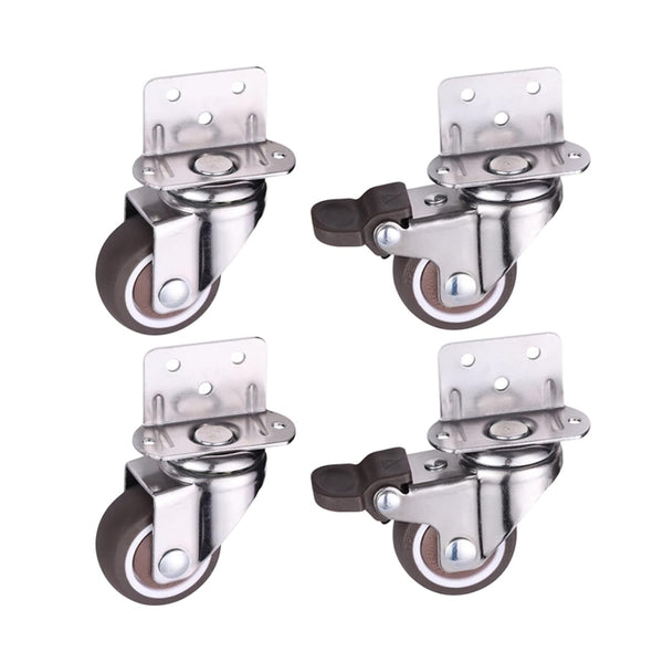 ESXSWYDR 4PCS Furniture Casters Crib Rubber Wheel L Type 1/1.25/1.5/2 inch Swivel Mute