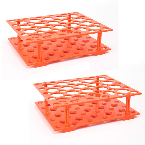 50-Holes Centrifuge Tube Rack, Detachable Lab Test Tube Holder for 10ml/15ml/50ml (2 Racks, Orange)