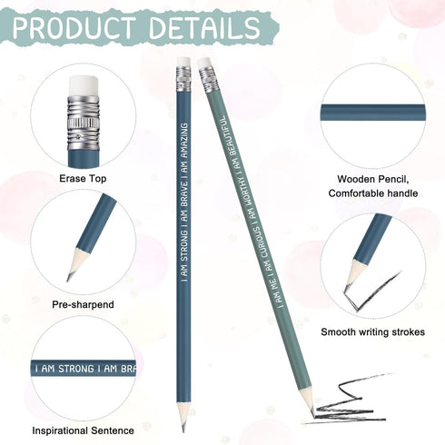 Fumete 36 Pcs Motivational Pencils, Pre-Sharpened #2 HB Wood Pencils, Bulk Classroom Gifts (Dark Color)