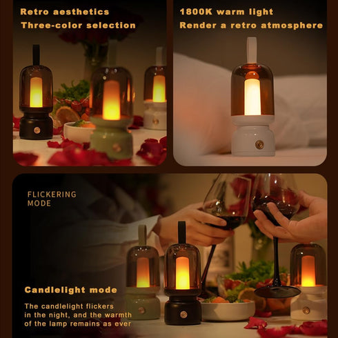 Portable Retro Table Lamp for Outdoor Indoor,LED Sleep Lamp Cute Room Decor Night Light ,Cordless USB Rechargeable Desk