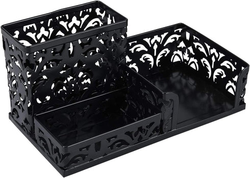 EasyPAG Desk Organizer with 3 Compartments for Pencil, Sticky Note Holder, Office Accessories (Black)