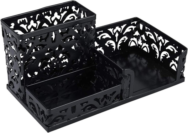 EasyPAG Desk Organizer with 3 Compartments for Pencil, Sticky Note Holder, Office Accessories (Black)