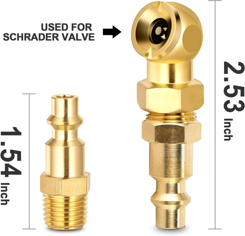2-Packs Portable Air Chucks, Solid Metal Closed Ball Air Chuck with 1/4" NPT Standard Quick Plug, Tire Inflator Gauge Nozzle for Air Compressor Accessories