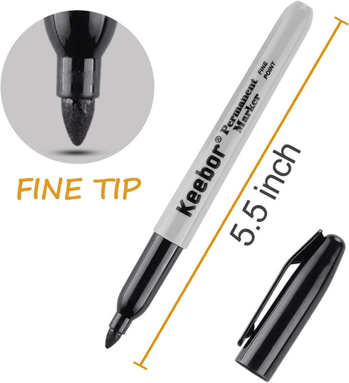 Permanent Markers Black, Bulk 100 Pack Fine Point Permanent Marker Set, Waterproof, Quick Drying Office Supplies