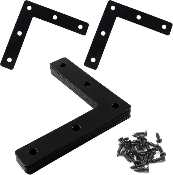 Jiozermi 20 Pcs Flat Corner Brace, L Type Shelf Bracket 3.15"x3.15", Heavy Duty
