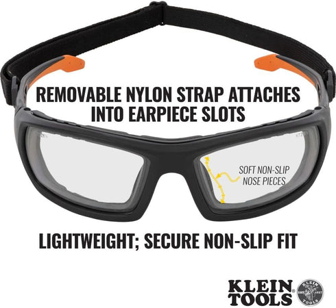 Klein Tools 60483 Safety Glasses, Removable Gasket with Nylon Strap for Klein Professional Full Frame Glasses