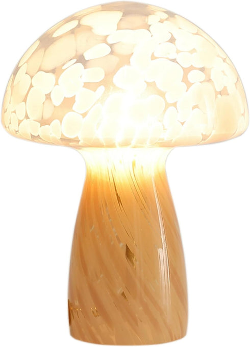 12" Urban Lifestyle Blush Tortoise Glass Mushroom Lamp, Modern Retro Table Lamp for Bedroom, Living Room, or Office