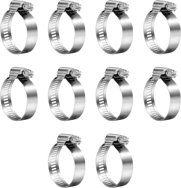 Hose Clamps, 304 Stainless Steel, 10 pcs Pack, SAE 28 Worm Gear Clamps, 1-5/16 Inch-2-1/4 Inch (33-57mm)